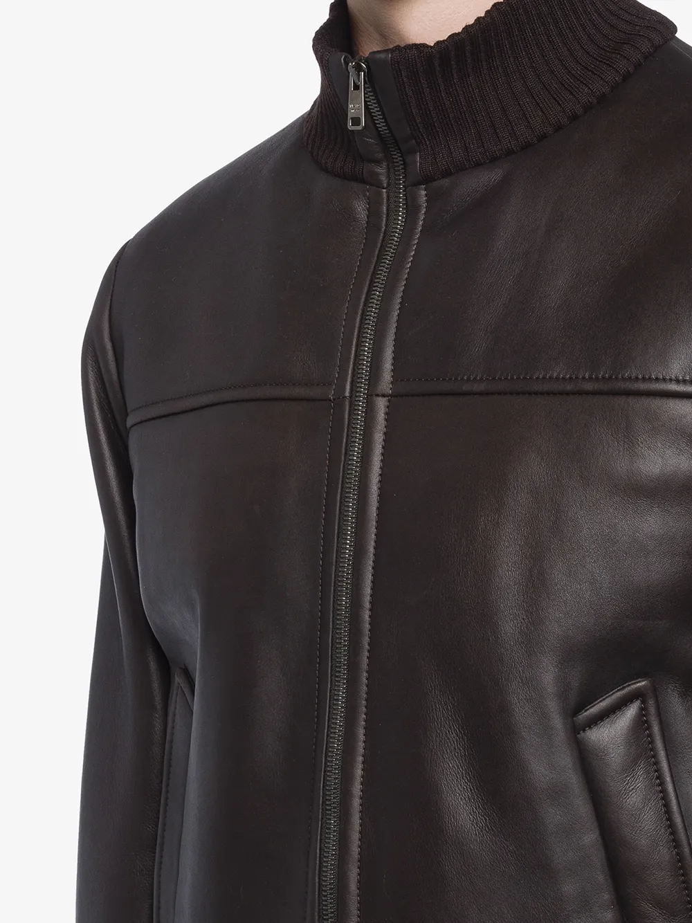 Herren Prada Funnel Neck Leather Jacket 5 Herren Prada Funnel Neck Leather Jacket – Bild 5