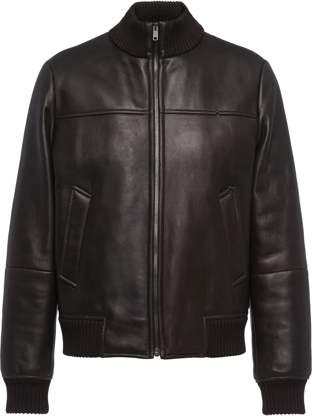 Herren Prada Funnel Neck Leather Jacket 1 Herren Prada Funnel Neck Leather Jacket
