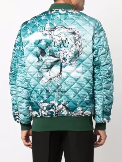 Herren Philipp Plein Gesteppte Jacke Mit Barockem Print -Modekollektions geschäft 16614707 36491744 1000
