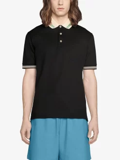 Herren Gucci Poloshirt Mit GG-Kragen -Modekollektions geschäft 16677607 32659240 1000