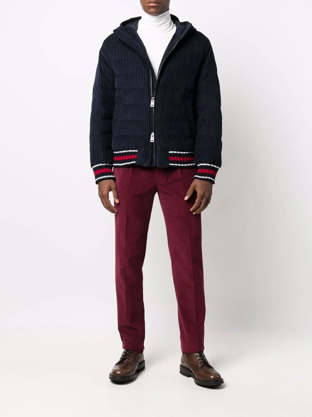 Herren Kired Gefütterte Jacke Mit Gestreiften Bündchen 2 Herren Kired Gefütterte Jacke Mit Gestreiften Bündchen – Bild 2