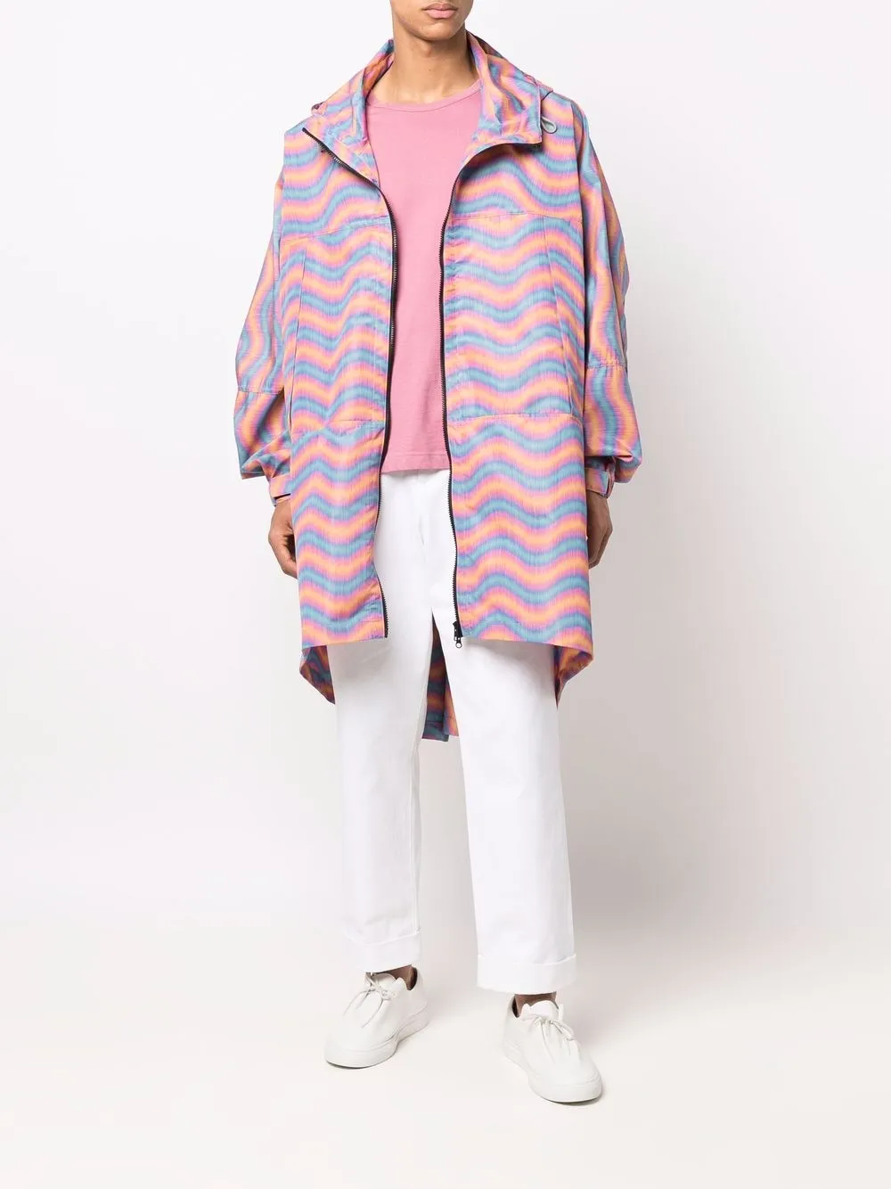 Herren Mackintosh Regenmantel Mit Wellen-Print 2 Herren Mackintosh Regenmantel Mit Wellen-Print – Bild 2