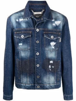 Herren Philipp Plein Jeansjacke Mit Bandana-Print