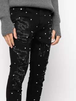 Herren God&apos;s Masterful Children Apocalypse Distressed-Jeans Mit Kristallen -Modekollektions geschäft 17389246 36709010 1000