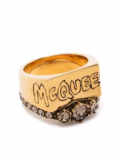 Damen Alexander McQueen McQueen Graffiti Ring Mit Kristallen