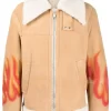Herren Palm Angels Shearling-Jacke Mit Flammen-Print