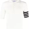 Herren Thom Browne 4-Bar Poloshirt Mit Zopfmuster