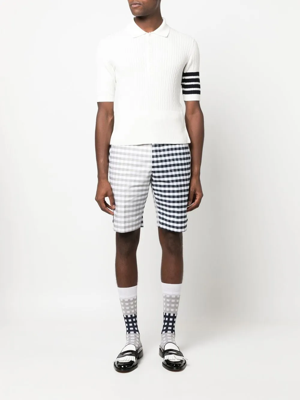 Herren Thom Browne 4-Bar Poloshirt Mit Zopfmuster 2 Herren Thom Browne 4-Bar Poloshirt Mit Zopfmuster – Bild 2