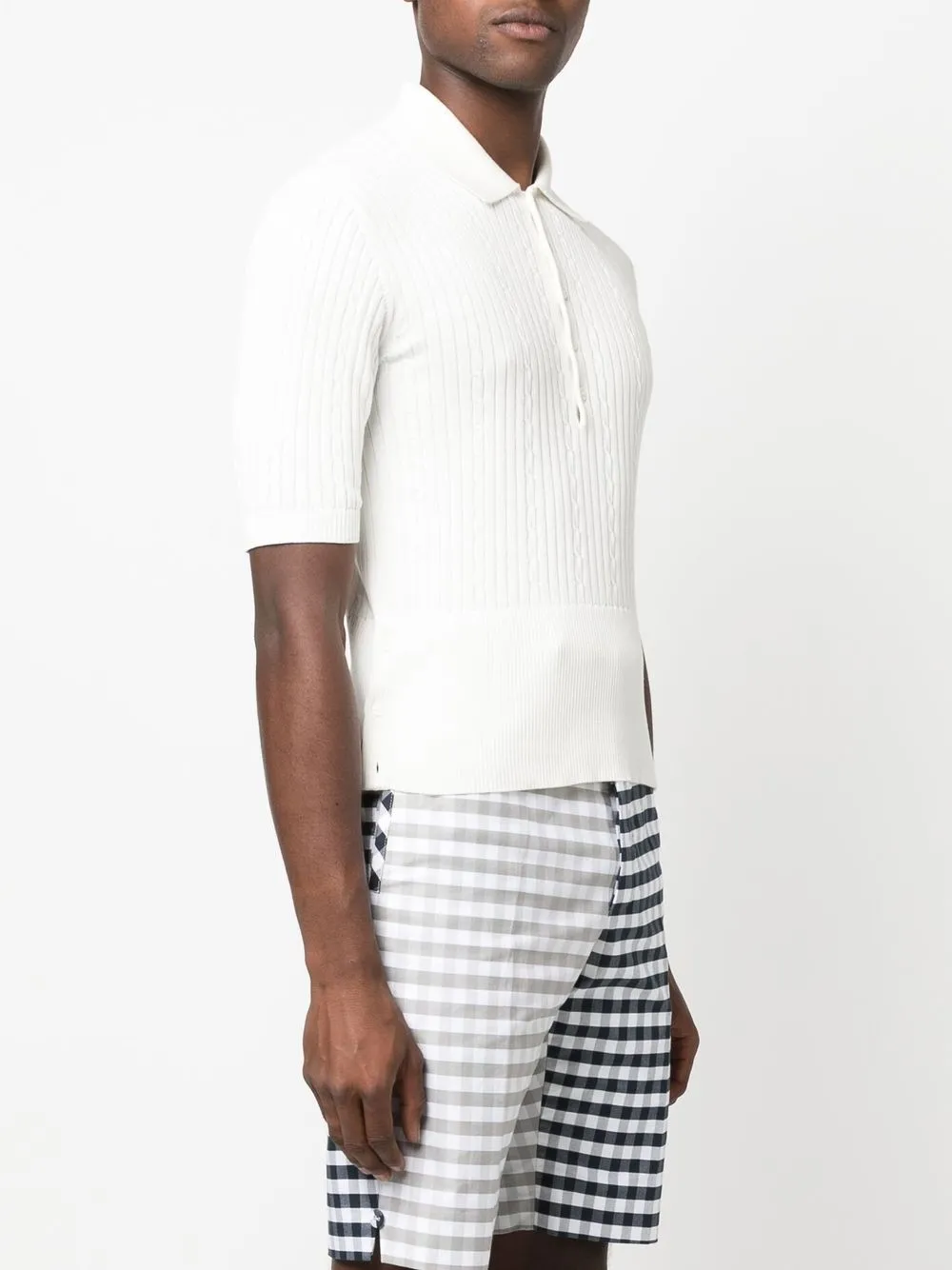 Herren Thom Browne 4-Bar Poloshirt Mit Zopfmuster 3 Herren Thom Browne 4-Bar Poloshirt Mit Zopfmuster – Bild 3