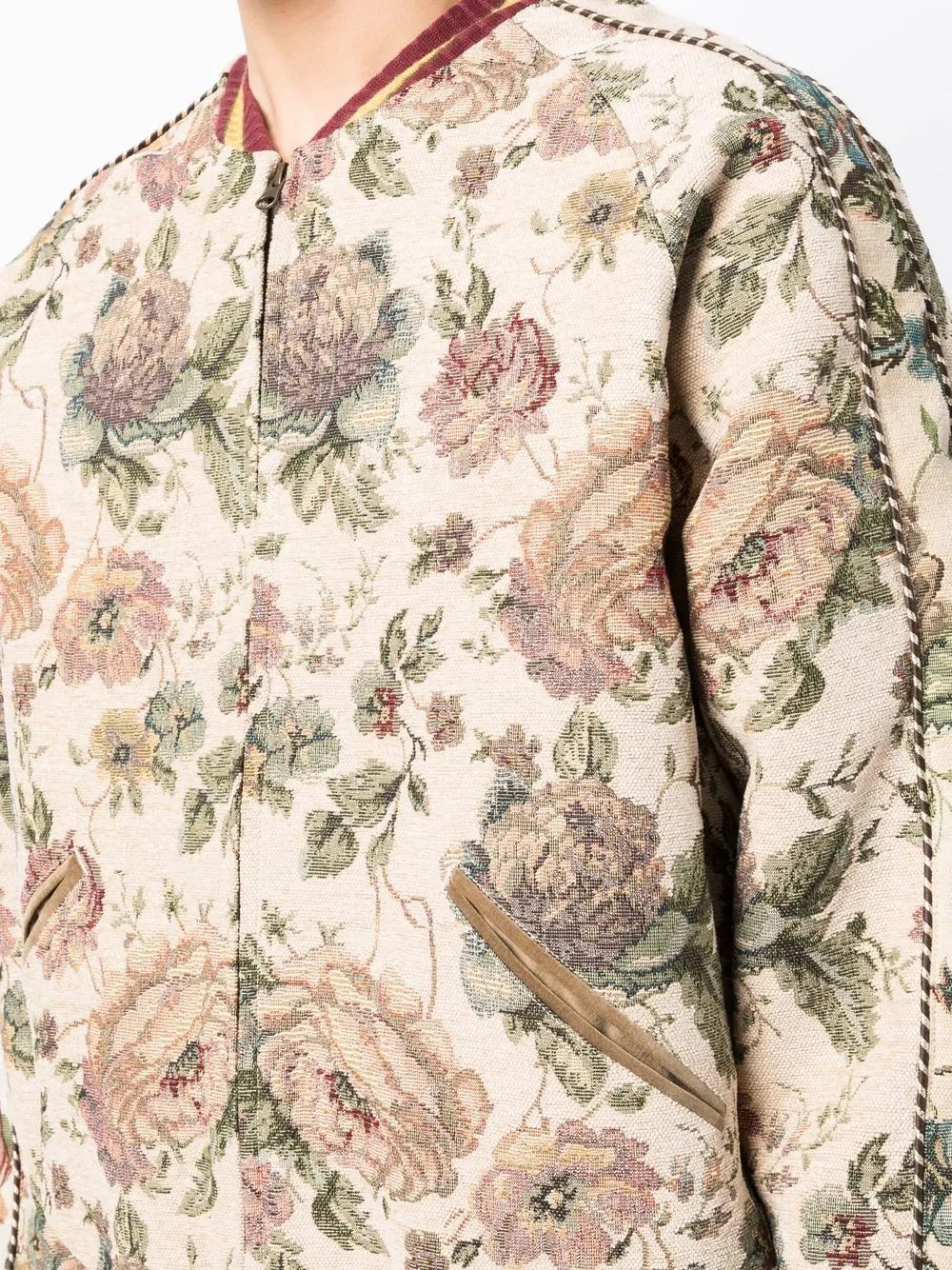 Herren Kapital Bomberjacke Mit Jacquard-Blumenmuster 5 Herren Kapital Bomberjacke Mit Jacquard-Blumenmuster – Bild 5