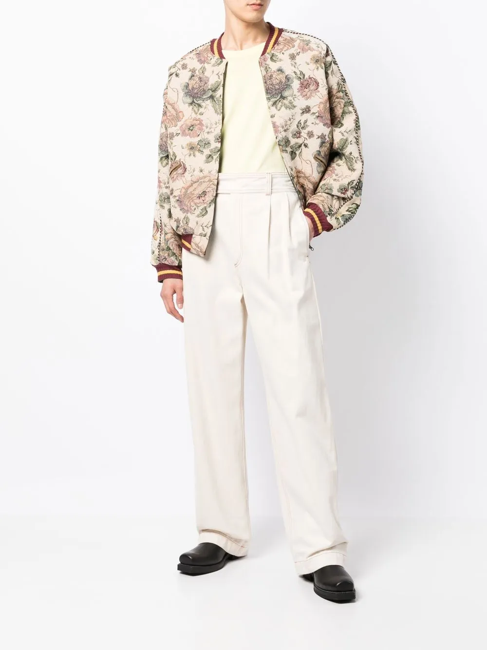 Herren Kapital Bomberjacke Mit Jacquard-Blumenmuster 2 Herren Kapital Bomberjacke Mit Jacquard-Blumenmuster – Bild 2