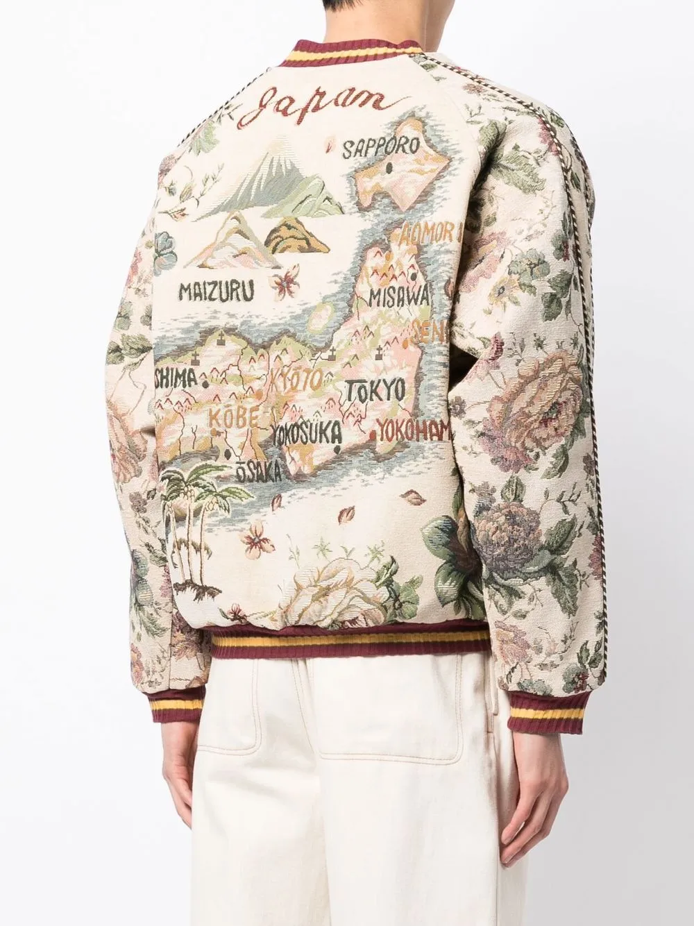 Herren Kapital Bomberjacke Mit Jacquard-Blumenmuster 4 Herren Kapital Bomberjacke Mit Jacquard-Blumenmuster – Bild 4