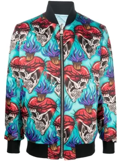 Herren Philipp Plein Bomberjacke Mit Tattoo-Stickerei