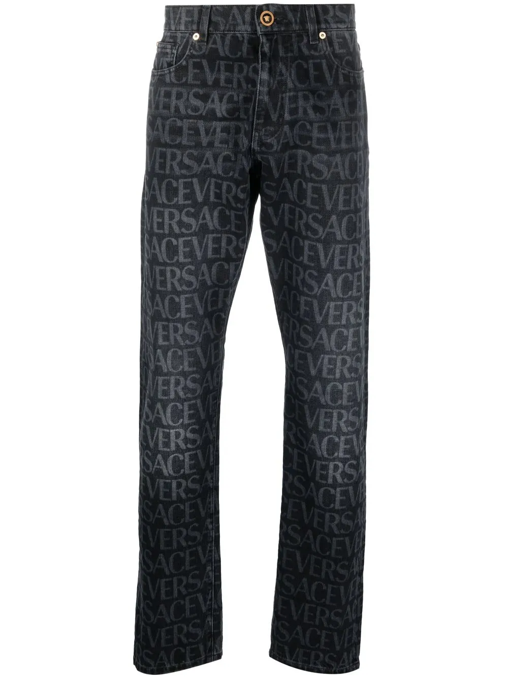 Herren Versace Straight-Leg-Jeans Mit Logo-Print 1 Herren Versace Straight-Leg-Jeans Mit Logo-Print