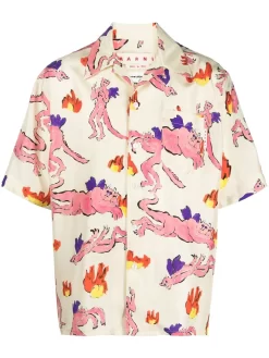 Herren Marni T-Shirt Aus Seide Mit Print