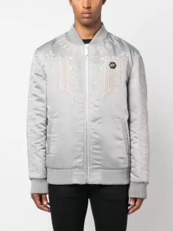 Herren Philipp Plein Bomberjacke Mit Logo-Applikation -Modekollektions geschäft 19905318 50224390 1000