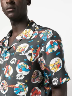 Herren Moschino Seidenhemd Mit Comic-Print -Modekollektions geschäft 19935700 44821854 1000