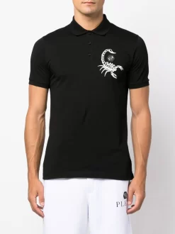 Herren Philipp Plein Poloshirt Mit Skorpion-Print -Modekollektions geschäft 19942903 45129170 1000