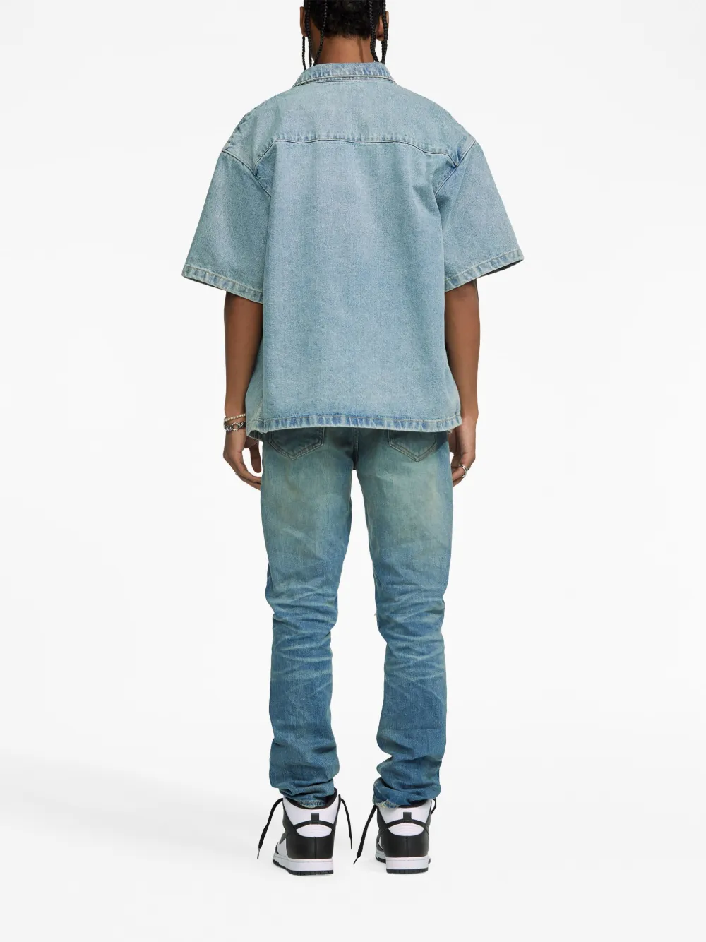 Herren Purple Brand Kurzärmelige Jeans-Hemdjacke 4 Herren Purple Brand Kurzärmelige Jeans-Hemdjacke – Bild 4