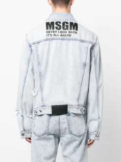 Herren MSGM Ausgeblichene Jeansjacke -Modekollektions geschäft 20055212 45202679 1000