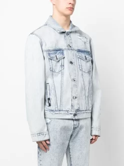 Herren MSGM Ausgeblichene Jeansjacke -Modekollektions geschäft 20055212 45203841 1000