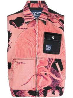 Herren PACCBET Pullunder Aus Seide Mit Blumenmuster