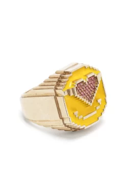Damen Natasha Zinko Ring Mit Smiley-Herz In Pixeloptik