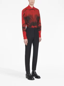 Herren Alexander McQueen Hemd Mit Ink Flower-Print -Modekollektions geschäft 20700271 50732720 1000