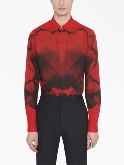 Herren Alexander McQueen Hemd Mit Ink Flower-Print -Modekollektions geschäft 20700271 50732722 1000
