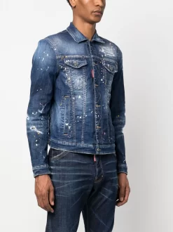 Herren Dsquared2 Jeansjacke Mit Farbklecks-Print -Modekollektions geschäft 20856077 50815482 1000