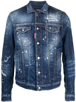 Herren Dsquared2 Jeansjacke Mit Farbklecks-Print